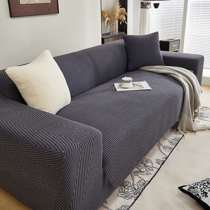 91家纺网 家纺一手货源 找家纺 飞翔家纺沙发套 2025新款人字格沙发套 深灰