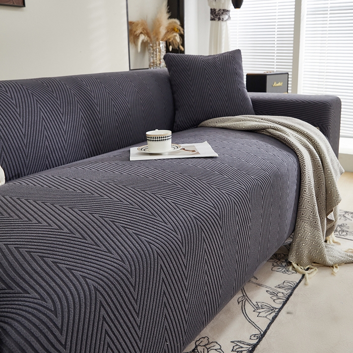 91家纺网 家纺一手货源 找家纺 飞翔家纺沙发套 2025新款人字格沙发套 深灰