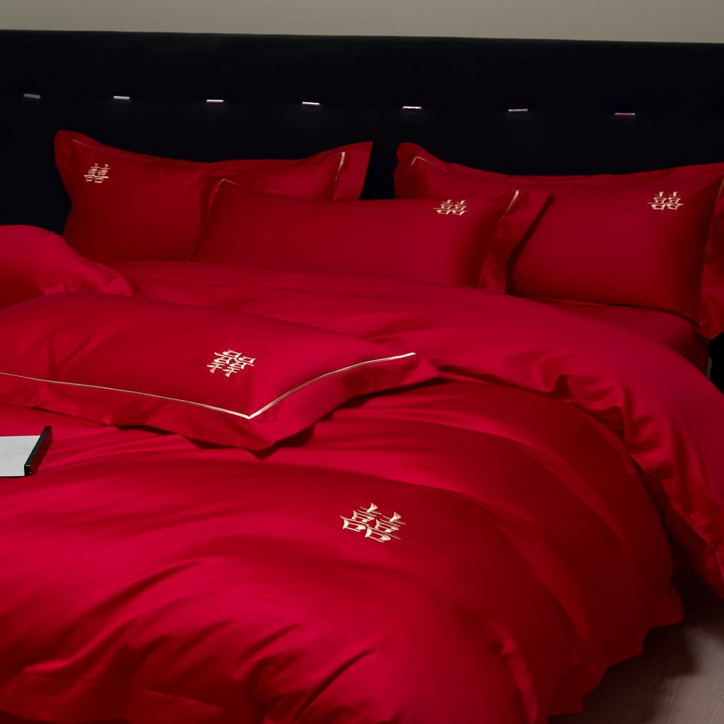 91家纺网 家纺一手货源 找家纺 （总）欧乐蒂-2025新款-亲肤棉简约刺绣四件套