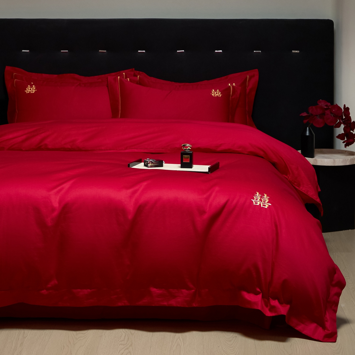 91家纺网 家纺一手货源 找家纺 欧乐蒂-2025新款-亲肤棉简约刺绣四件套 唯一