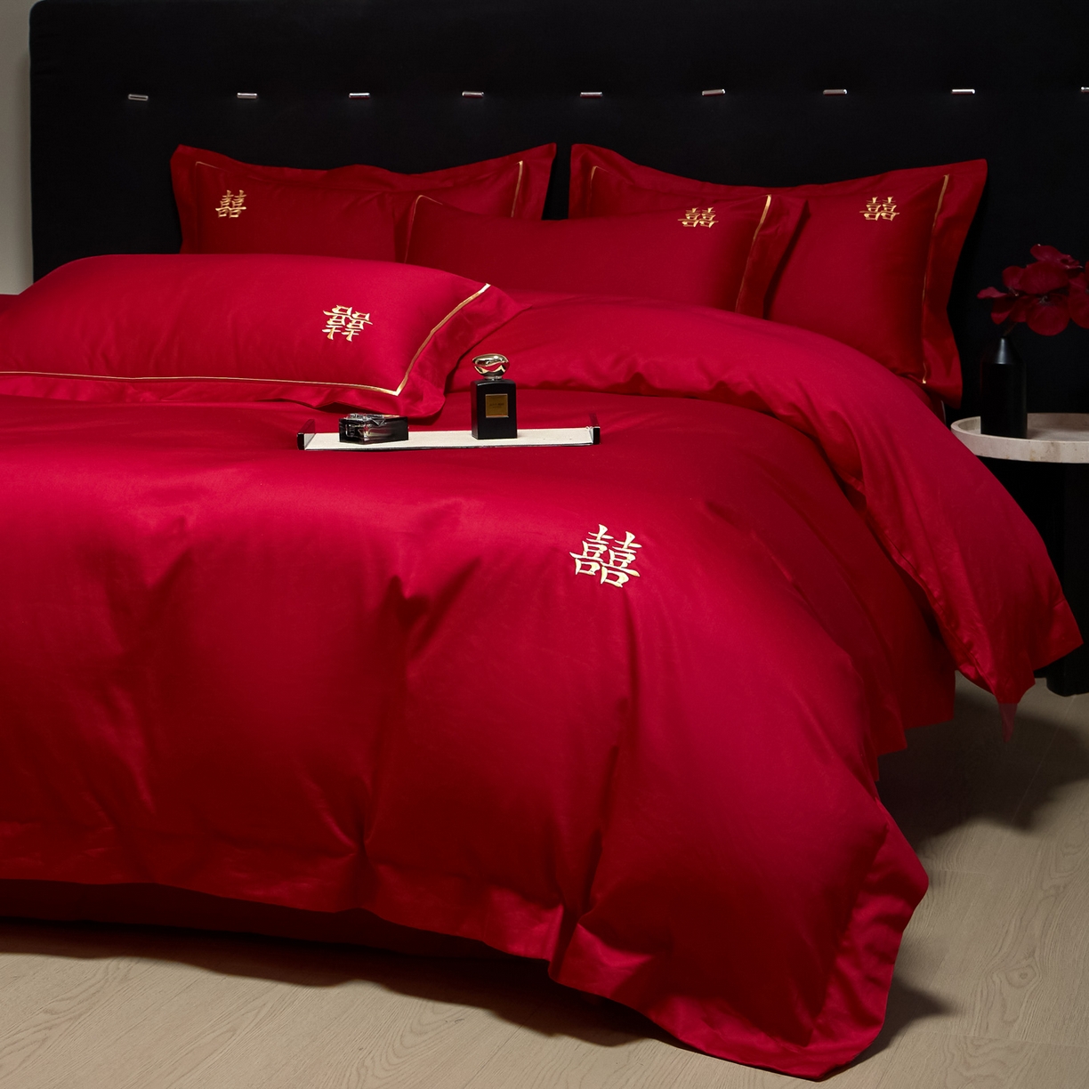 91家纺网 家纺一手货源 找家纺 欧乐蒂-2025新款-亲肤棉简约刺绣四件套 唯一