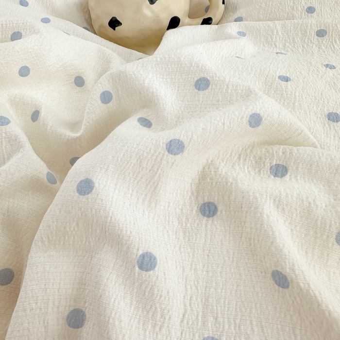 91家纺网 家纺一手货源 找家纺 梦可莱家居 2025秋冬新款法式小黑边木棉云感皱皱纱四件套床盖款 小黑边-兰波点