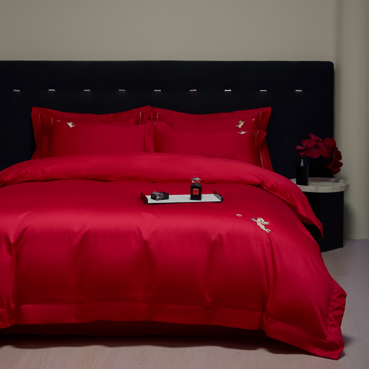 欧乐蒂-2025新款-亲肤棉简约刺绣四件套 丘比特