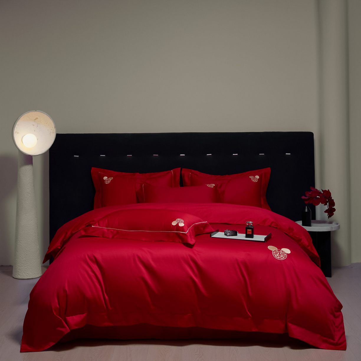 欧乐蒂-2025新款-亲肤棉简约刺绣四件套 米琦