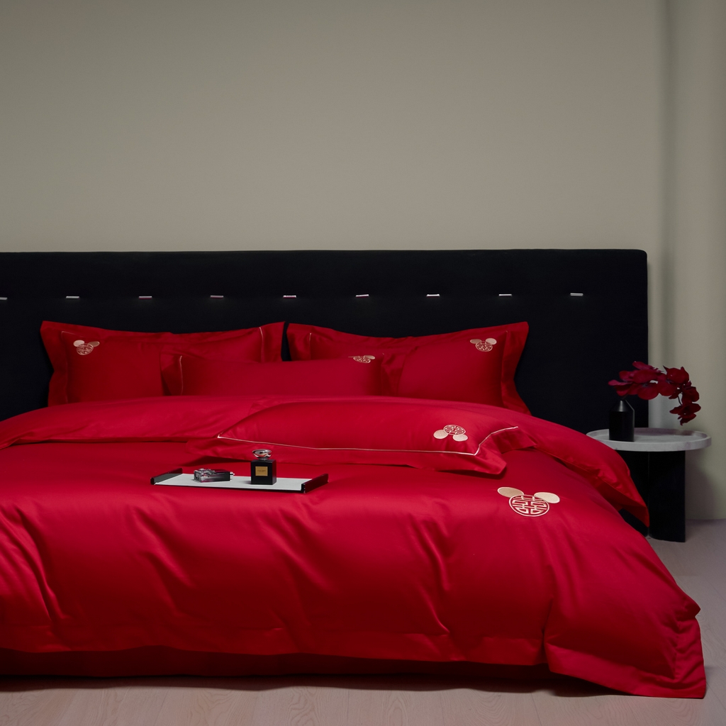 91家纺网 家纺一手货源 找家纺 欧乐蒂-2025新款-亲肤棉简约刺绣四件套 米琦