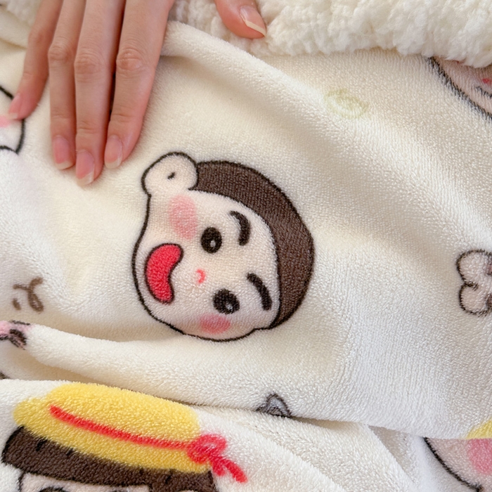 91家纺网 家纺一手货源 找家纺 贝扬思家纺 2025新款秋冬可爱系牛奶绒羊羔绒多功能毛毯奶盖系列 奶盖-糖果蜡笔