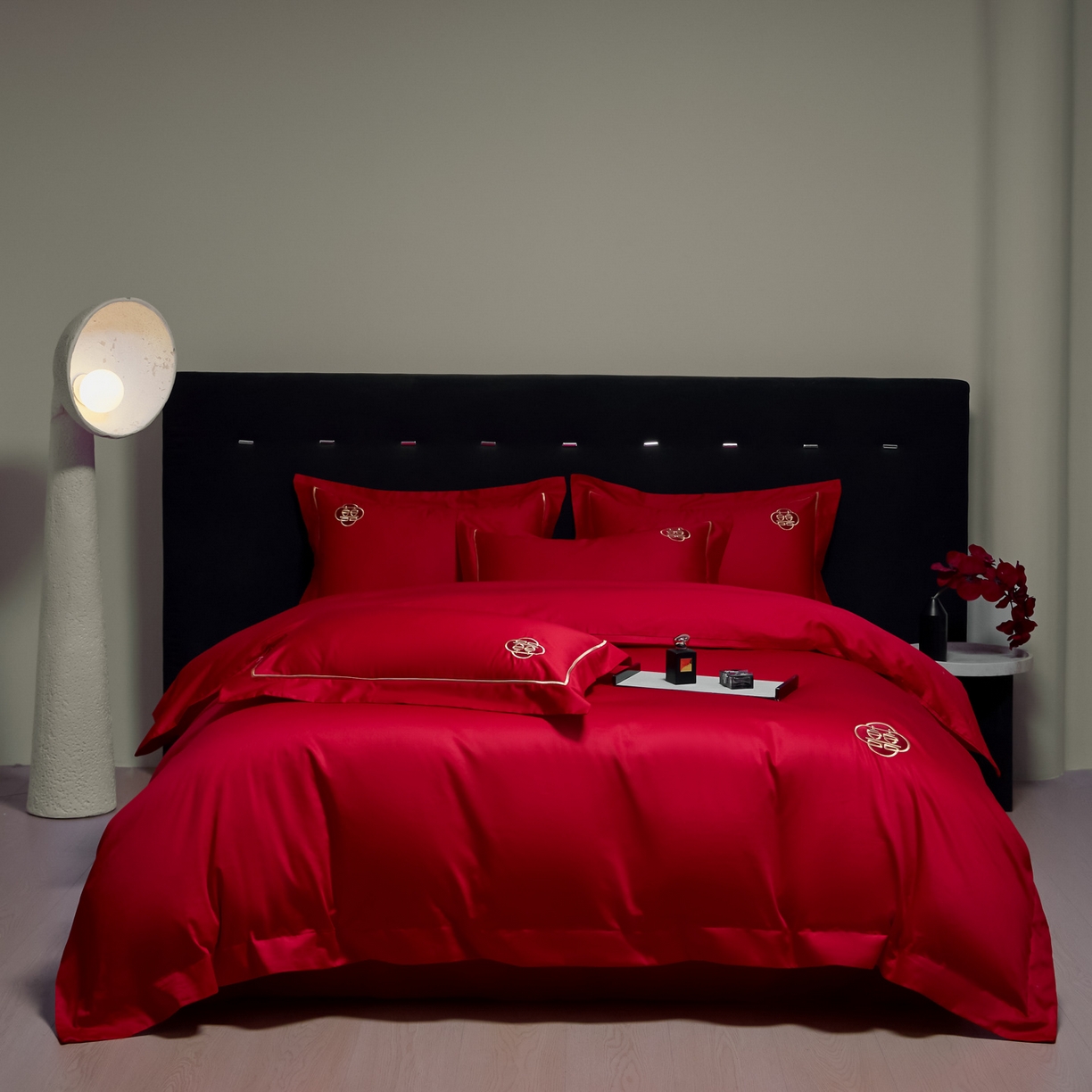 91家纺网 家纺一手货源 找家纺 欧乐蒂-2025新款-亲肤棉简约刺绣四件套 永恒