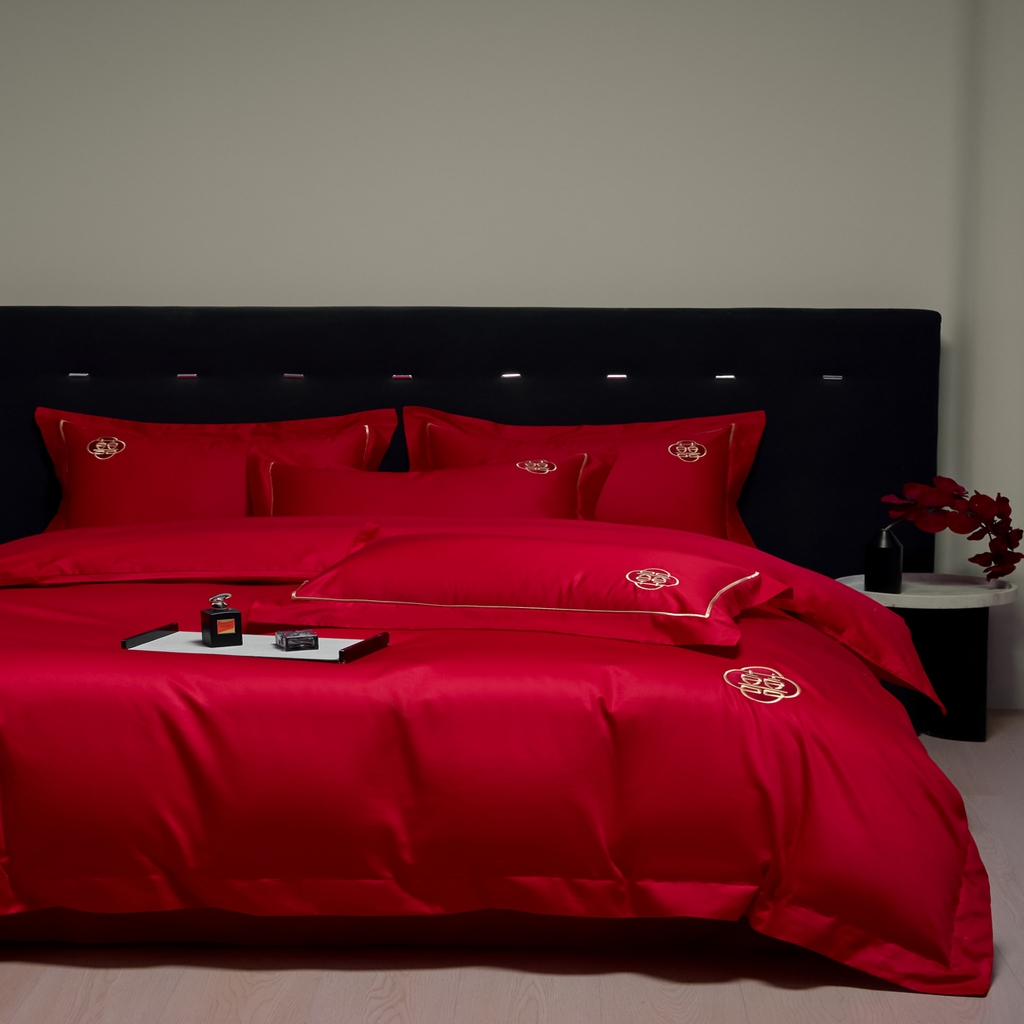 91家纺网 家纺一手货源 找家纺 欧乐蒂-2025新款-亲肤棉简约刺绣四件套 永恒