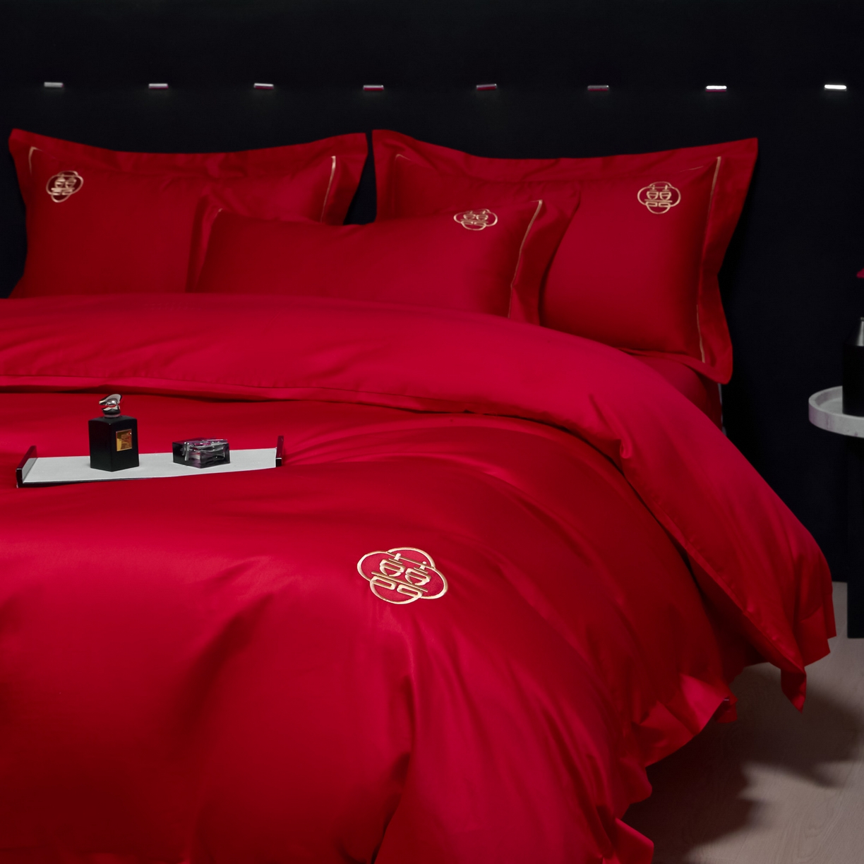 91家纺网 家纺一手货源 找家纺 欧乐蒂-2025新款-亲肤棉简约刺绣四件套 永恒