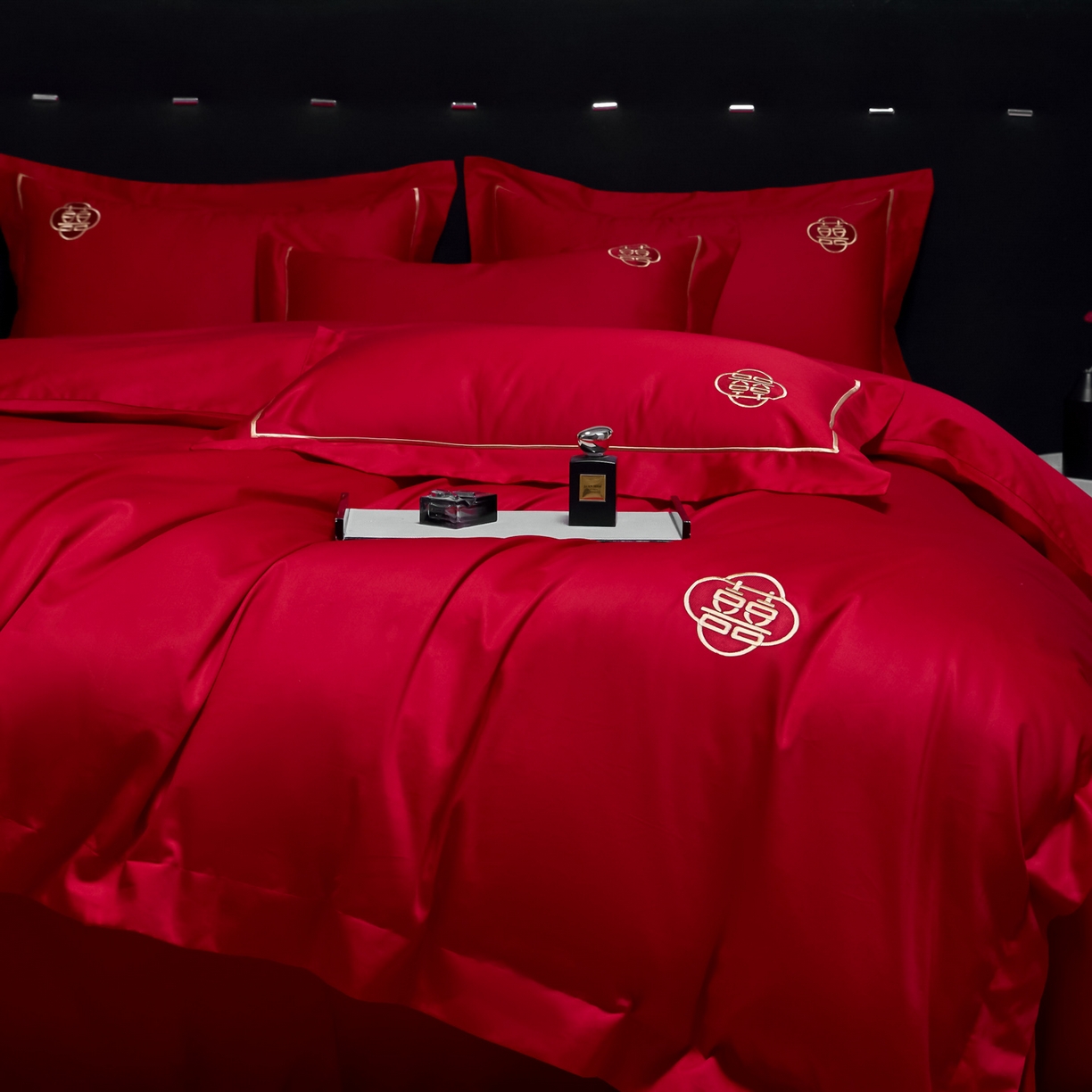 91家纺网 家纺一手货源 找家纺 欧乐蒂-2025新款-亲肤棉简约刺绣四件套 永恒