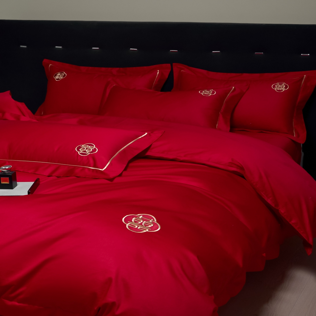 91家纺网 家纺一手货源 找家纺 欧乐蒂-2025新款-亲肤棉简约刺绣四件套 永恒