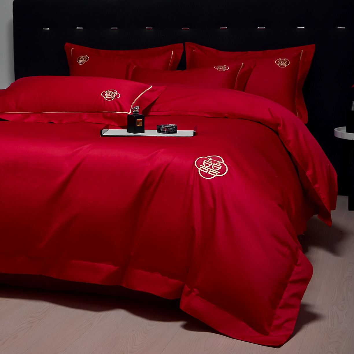 91家纺网 家纺一手货源 找家纺 欧乐蒂-2025新款-亲肤棉简约刺绣四件套 永恒