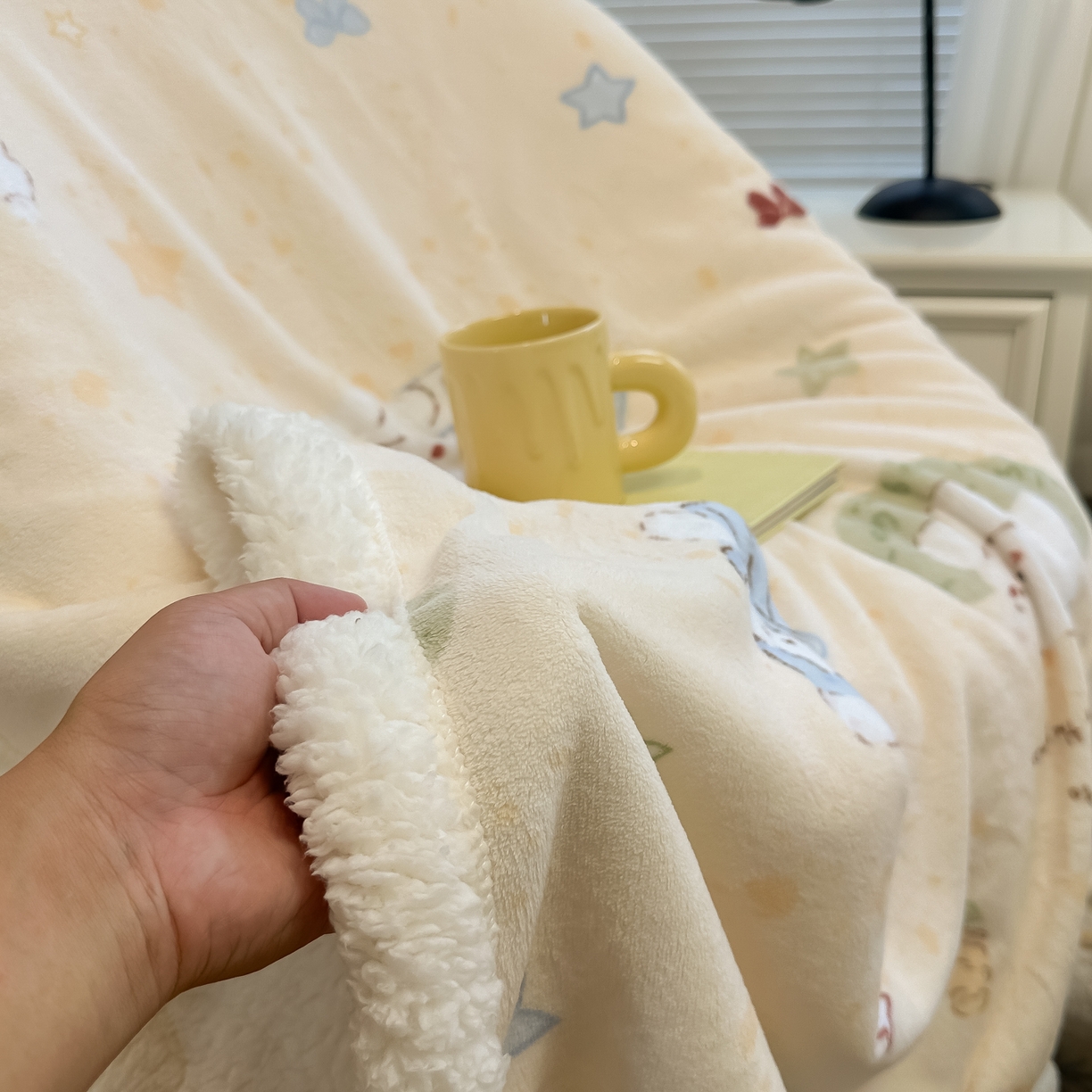 91家纺网 家纺一手货源 找家纺 盼季家纺 2025新款日韩奶油风羊羔绒+牛奶绒可爱卡通毛毯沙发毯盖毯 羊羔绒毛毯-丝带汪汪聚会