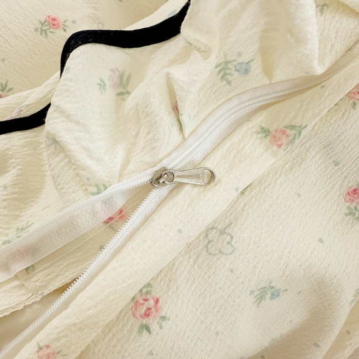 91家纺网 家纺一手货源 找家纺 梦可莱家居 2025秋冬新款法式小黑边木棉云感皱皱纱四件套床盖款 小黑边-清晰