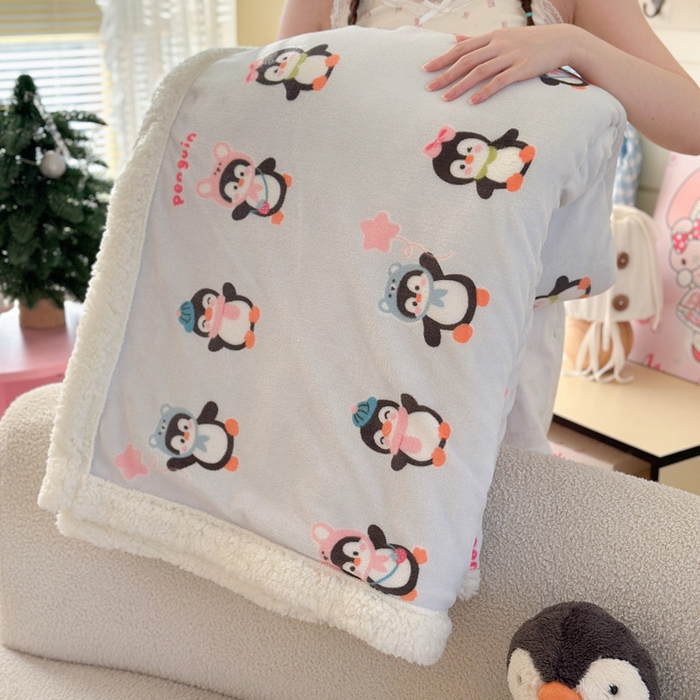 91家纺网 家纺一手货源 找家纺 贝扬思家纺 2025新款秋冬可爱系牛奶绒羊羔绒多功能毛毯奶盖系列 奶盖-QQ企鹅
