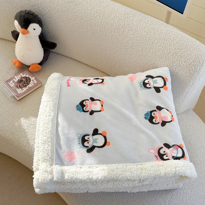 91家纺网 家纺一手货源 找家纺 贝扬思家纺 2025新款秋冬可爱系牛奶绒羊羔绒多功能毛毯奶盖系列 奶盖-QQ企鹅