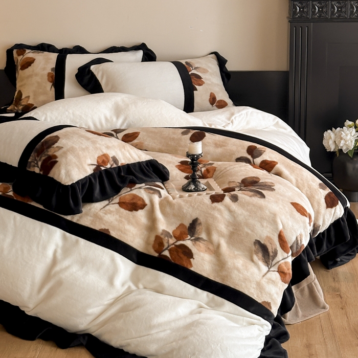 91家纺网 家纺一手货源 找家纺 （总）子曰 2025新款A类法式轻奢赫本风兔绒牛奶绒四件套美拉德系