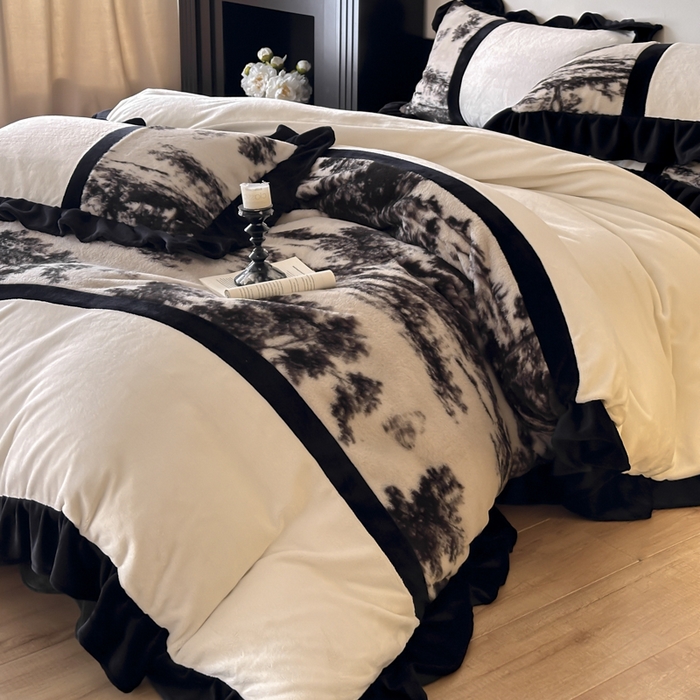 91家纺网 家纺一手货源 找家纺 （总）子曰 2025新款A类法式轻奢赫本风兔绒牛奶绒四件套美拉德系