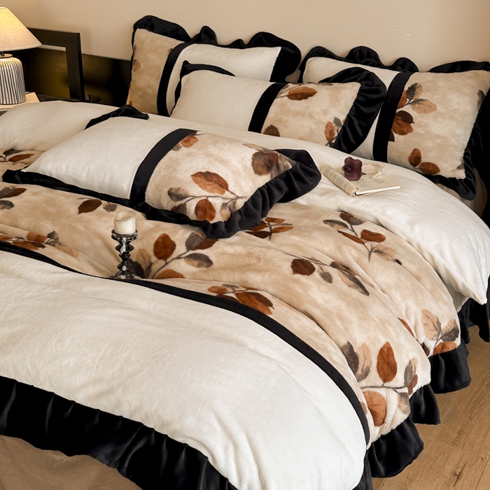 91家纺网 家纺一手货源 找家纺 （总）子曰 2025新款A类法式轻奢赫本风兔绒牛奶绒四件套美拉德系