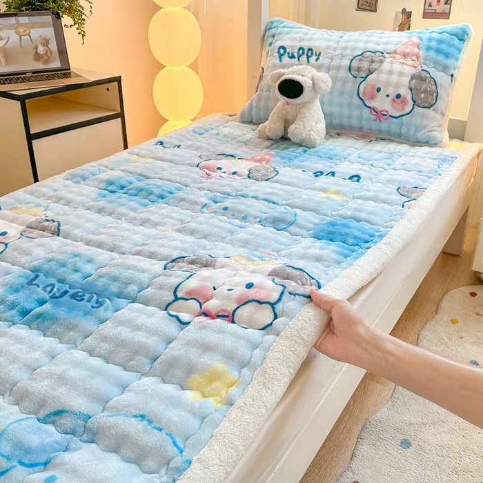 91家纺网 家纺一手货源 找家纺 优品惠 2025新款兔毛绒床垫学生床垫床褥子床护垫 可爱狗