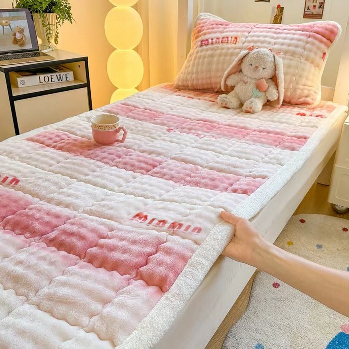 91家纺网 家纺一手货源 找家纺 优品惠 2025新款兔毛绒床垫学生床垫床褥子床护垫 时尚粉