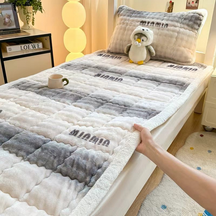 91家纺网 家纺一手货源 找家纺 优品惠 2025新款兔毛绒床垫学生床垫床褥子床护垫 时尚灰