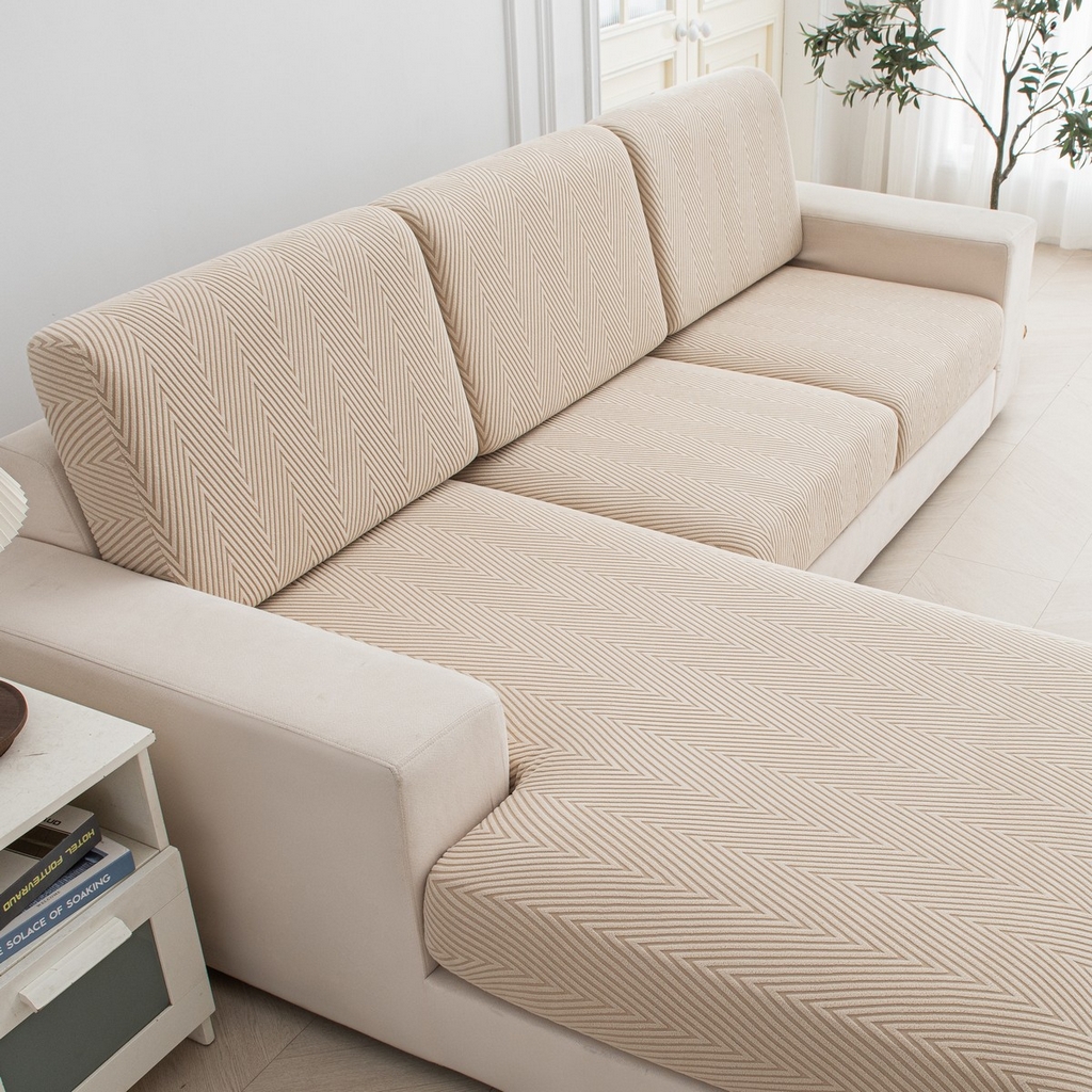 91家纺网 家纺一手货源 找家纺 飞翔家纺沙发套 2025新款人字格坐垫套 卡其色