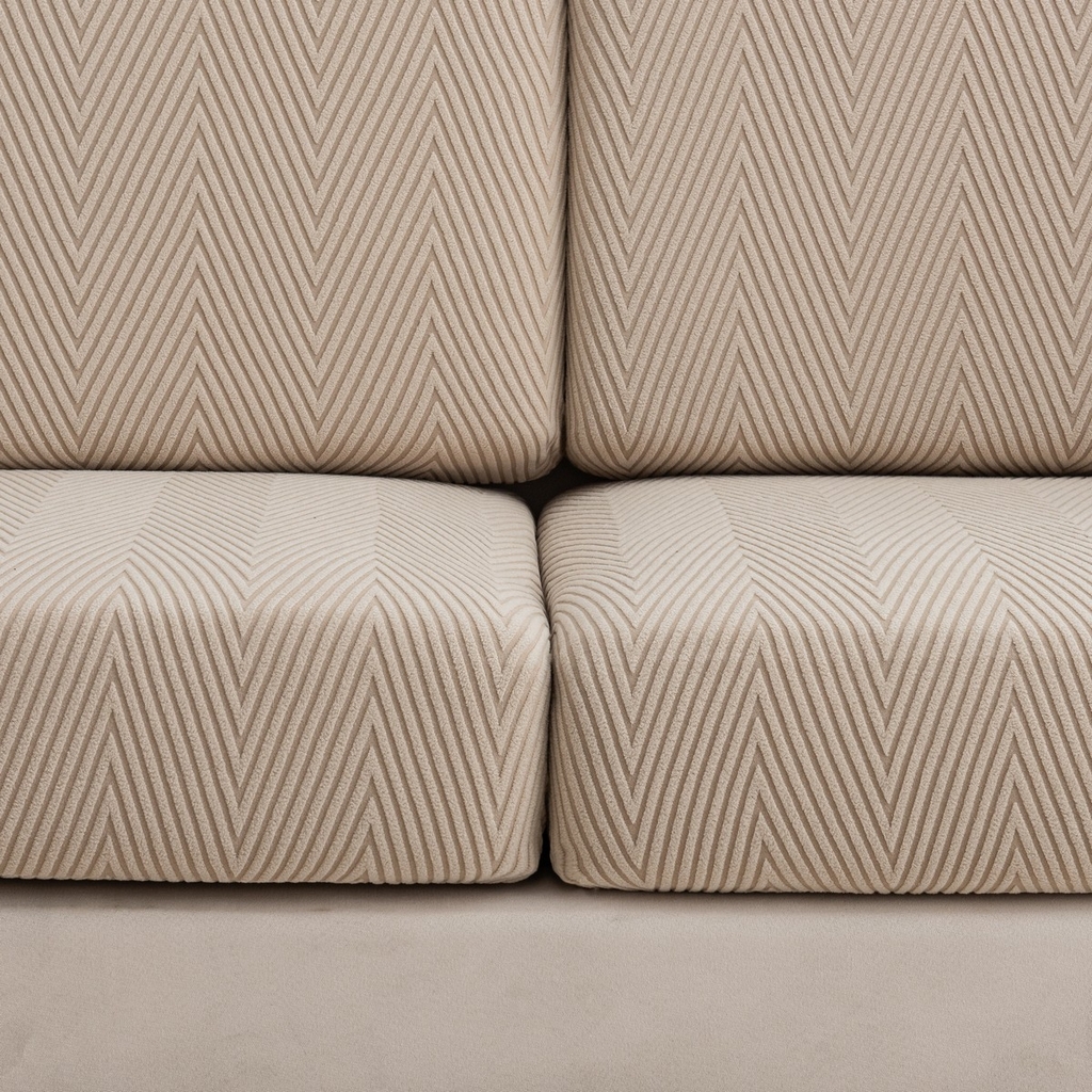 91家纺网 家纺一手货源 找家纺 飞翔家纺沙发套 2025新款人字格坐垫套 卡其色