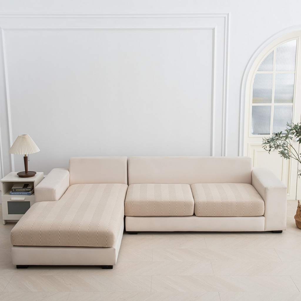 飞翔家纺沙发套 2025新款人字格坐垫套 卡其色