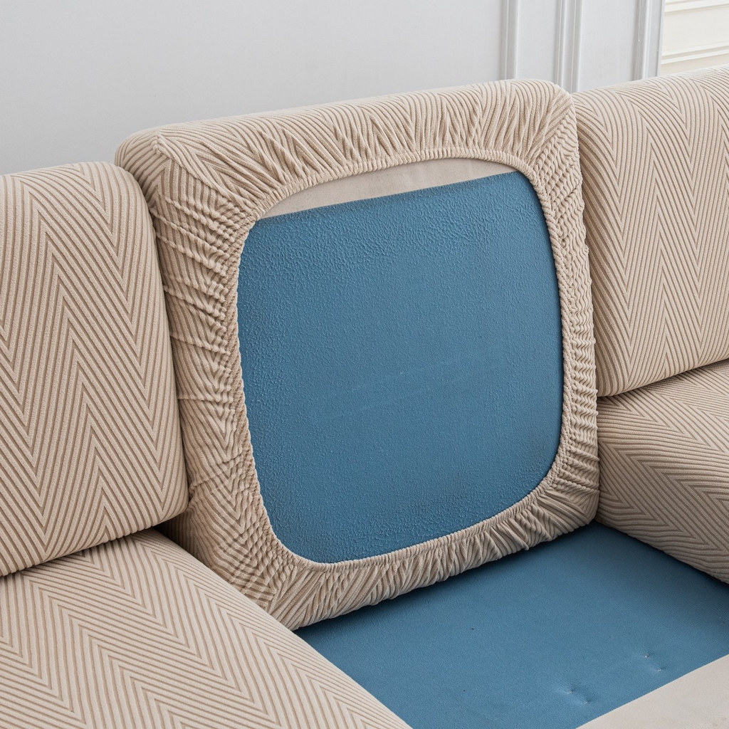 91家纺网 家纺一手货源 找家纺 飞翔家纺沙发套 2025新款人字格坐垫套 卡其色