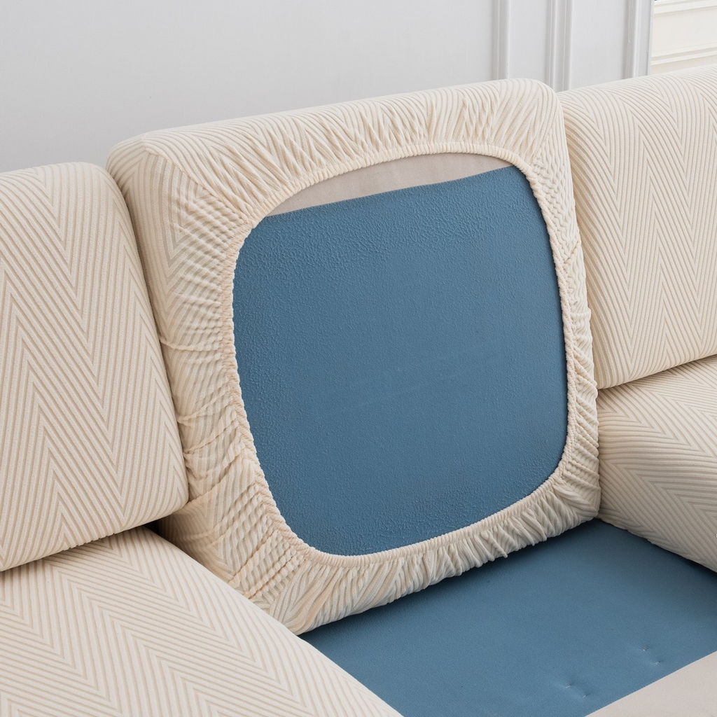 91家纺网 家纺一手货源 找家纺 飞翔家纺沙发套 2025新款人字格坐垫套 米黄色