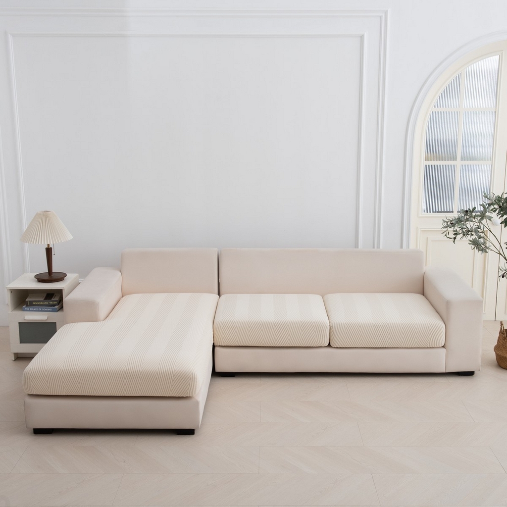 飞翔家纺沙发套 2025新款人字格坐垫套 米黄色