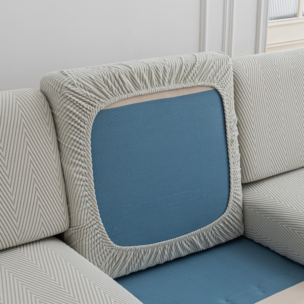 91家纺网 家纺一手货源 找家纺 飞翔家纺沙发套 2025新款人字格坐垫套 浅灰色