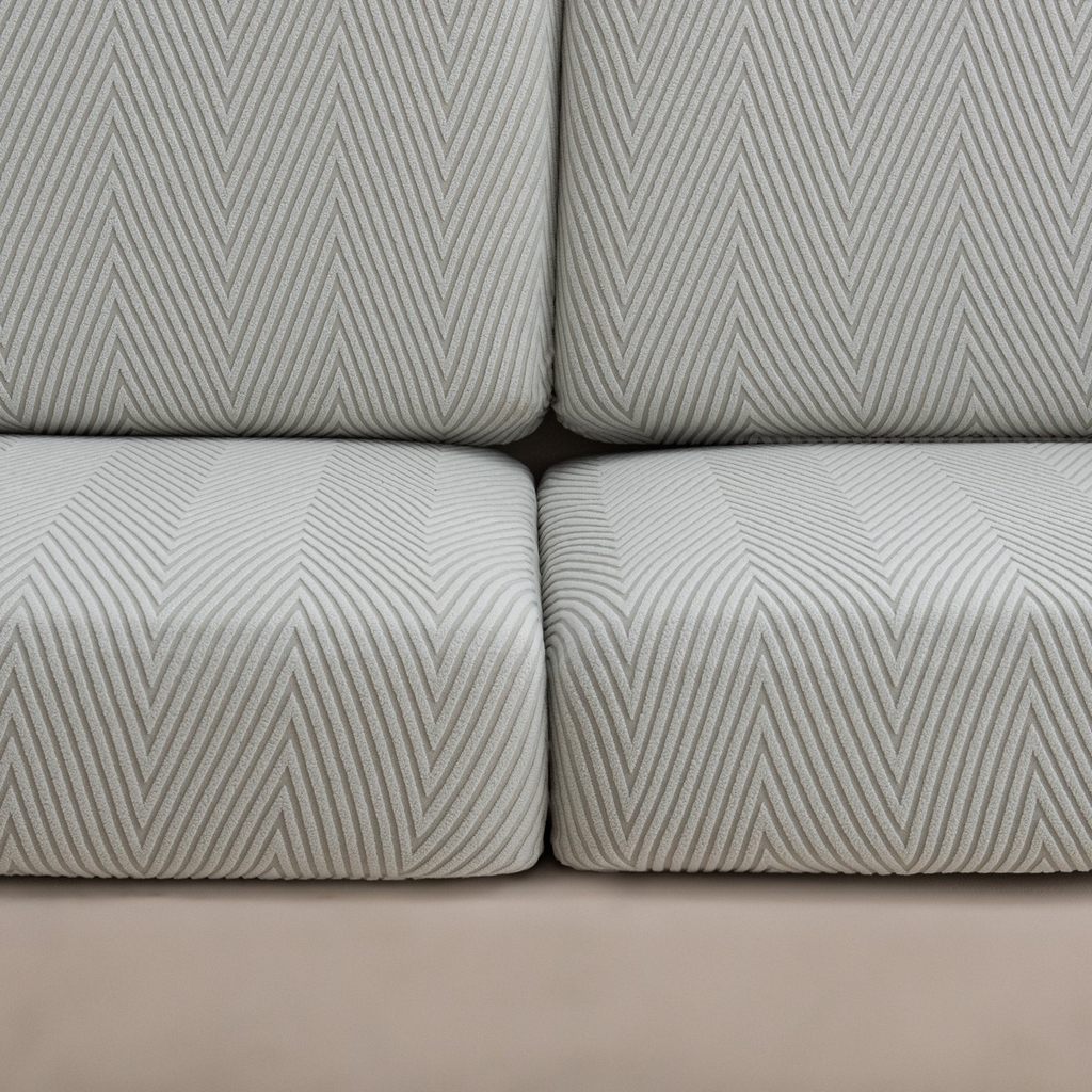 91家纺网 家纺一手货源 找家纺 飞翔家纺沙发套 2025新款人字格坐垫套 浅灰色