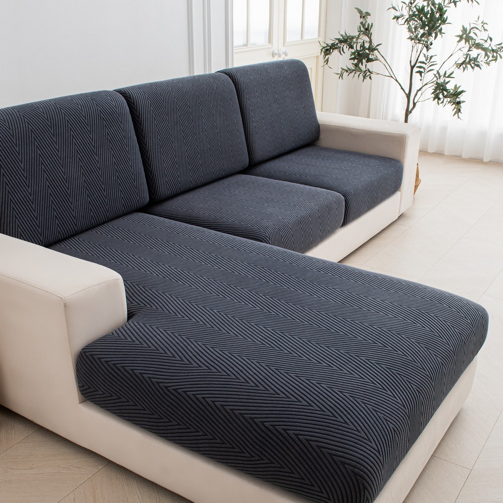 91家纺网 家纺一手货源 找家纺 飞翔家纺沙发套 2025新款人字格坐垫套 深灰色