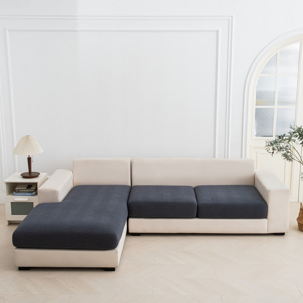 飞翔家纺沙发套 2025新款人字格坐垫套 深灰色