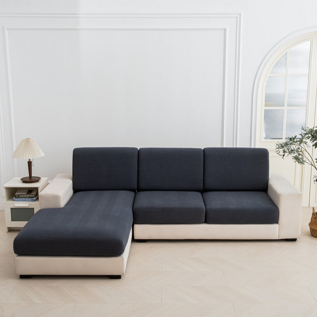 91家纺网 家纺一手货源 找家纺 飞翔家纺沙发套 2025新款人字格坐垫套 深灰色