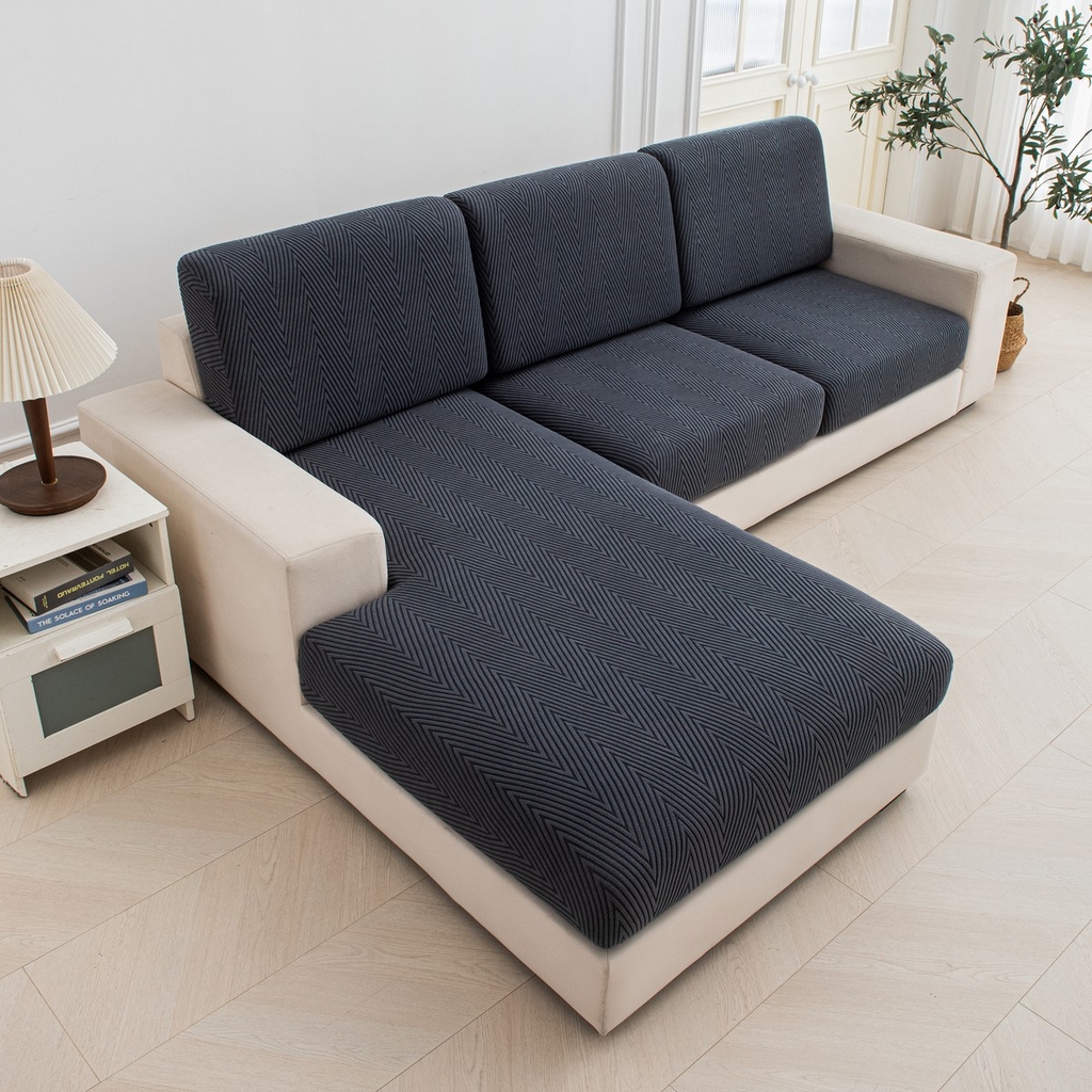 91家纺网 家纺一手货源 找家纺 飞翔家纺沙发套 2025新款人字格坐垫套 深灰色