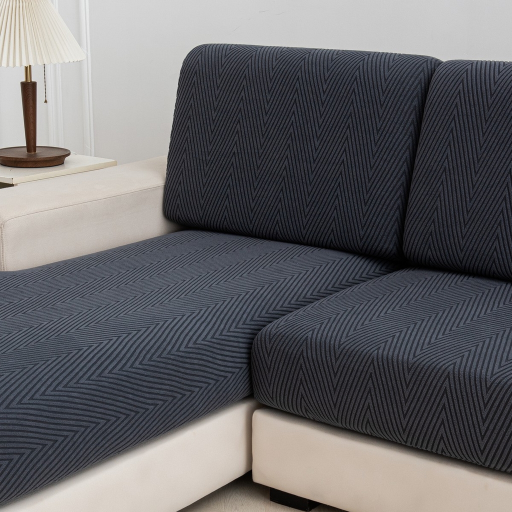 91家纺网 家纺一手货源 找家纺 飞翔家纺沙发套 2025新款人字格坐垫套 深灰色