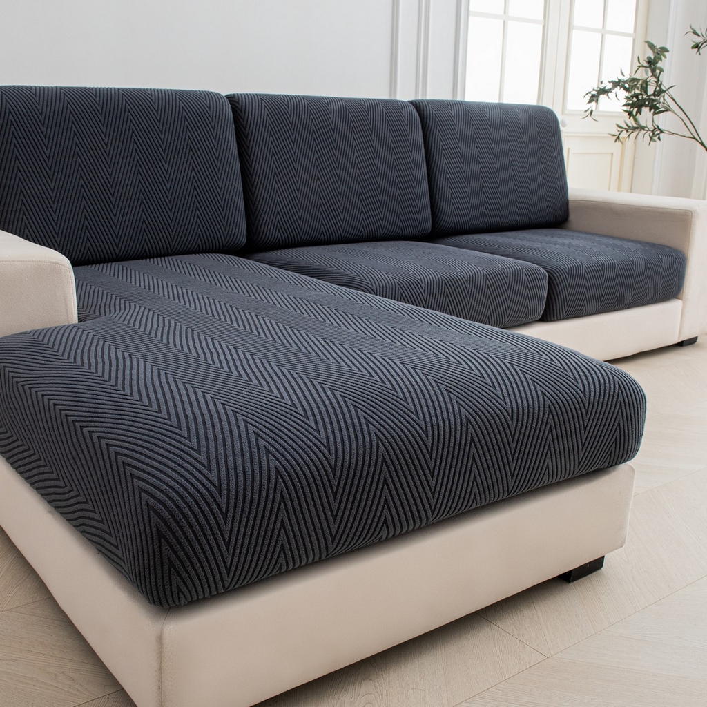 91家纺网 家纺一手货源 找家纺 飞翔家纺沙发套 2025新款人字格坐垫套 深灰色