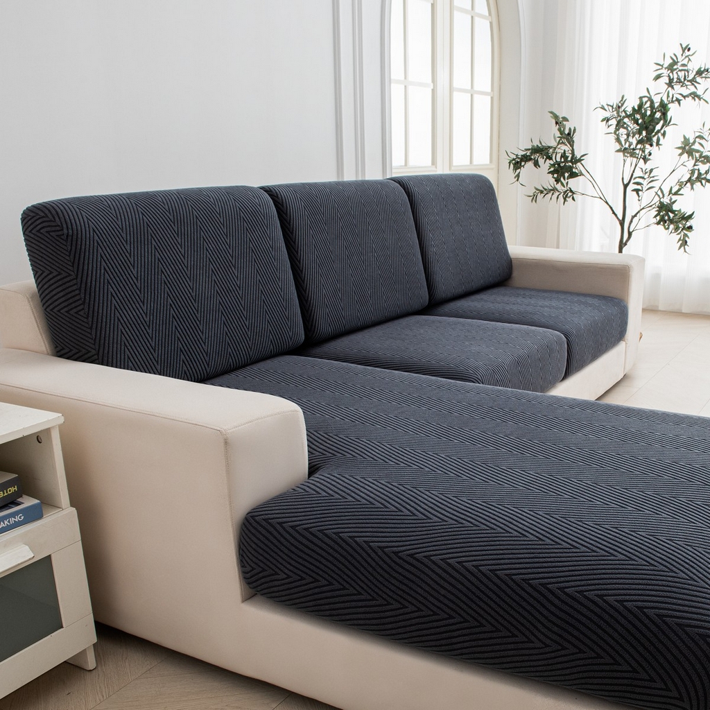 91家纺网 家纺一手货源 找家纺 飞翔家纺沙发套 2025新款人字格坐垫套 深灰色