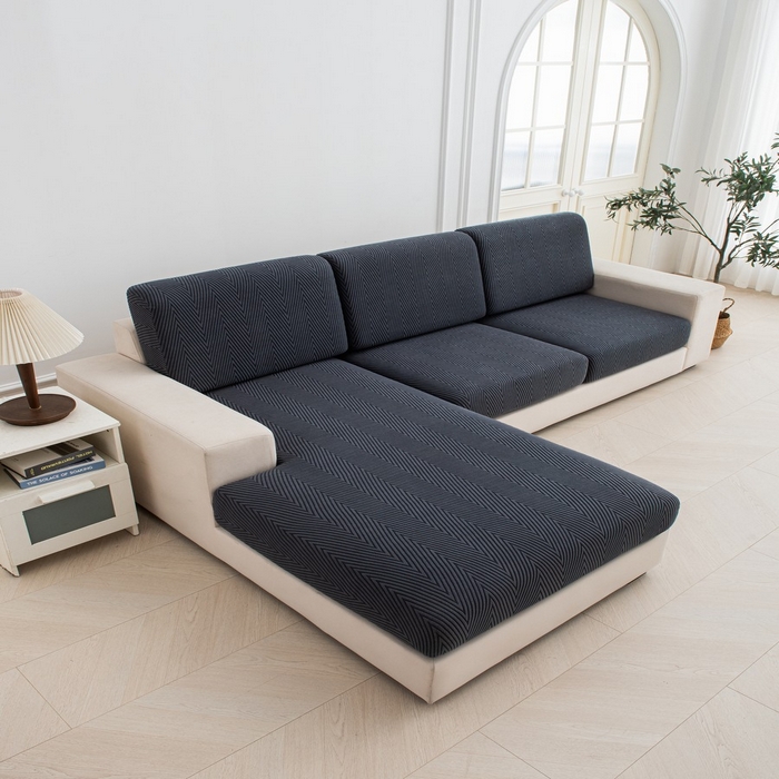 91家纺网 家纺一手货源 找家纺 飞翔家纺沙发套 2025新款人字格坐垫套 深灰色