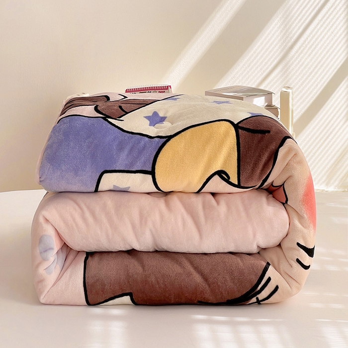 91家纺网 家纺一手货源 找家纺 （总）赛丽雅 2024年新款大版印花牛奶绒冬被被子被芯