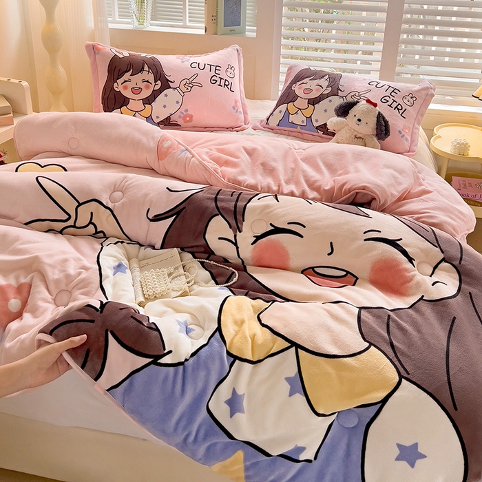 91家纺网 家纺一手货源 找家纺 （总）赛丽雅 2024年新款大版印花牛奶绒冬被被子被芯