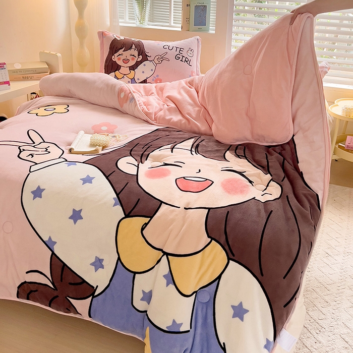 91家纺网 家纺一手货源 找家纺 （总）赛丽雅 2024年新款大版印花牛奶绒冬被被子被芯