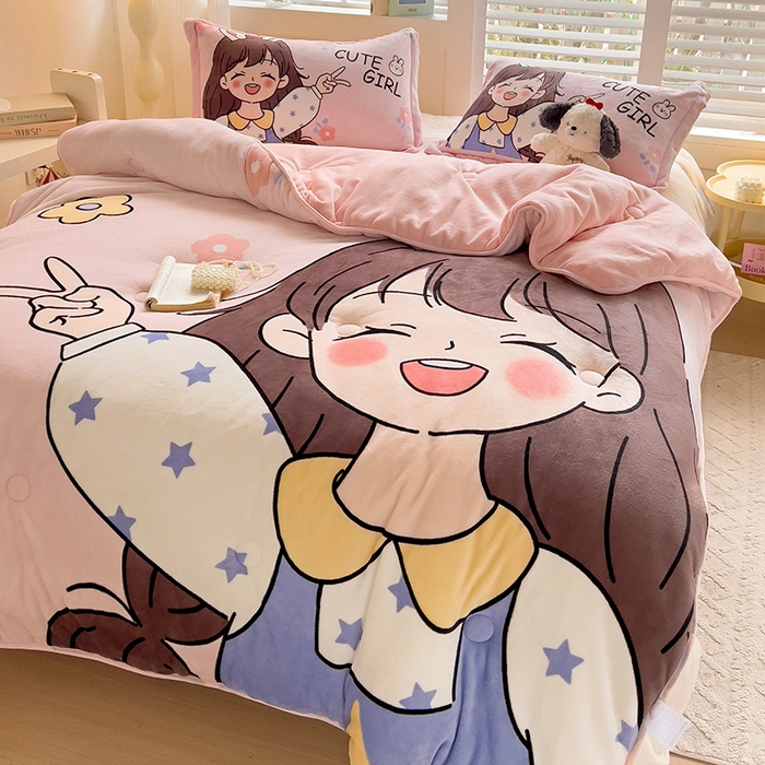 91家纺网 家纺一手货源 找家纺 （总）赛丽雅 2024年新款大版印花牛奶绒冬被被子被芯