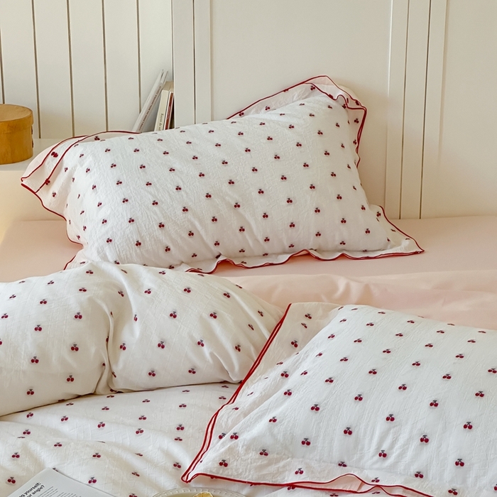 91家纺网 家纺一手货源 找家纺 觅糖家纺 2025新款亲肤舒适水洗棉密拷提花四件套（会员-10元 控价劵后不得低于188/248/268） 樱桃粉