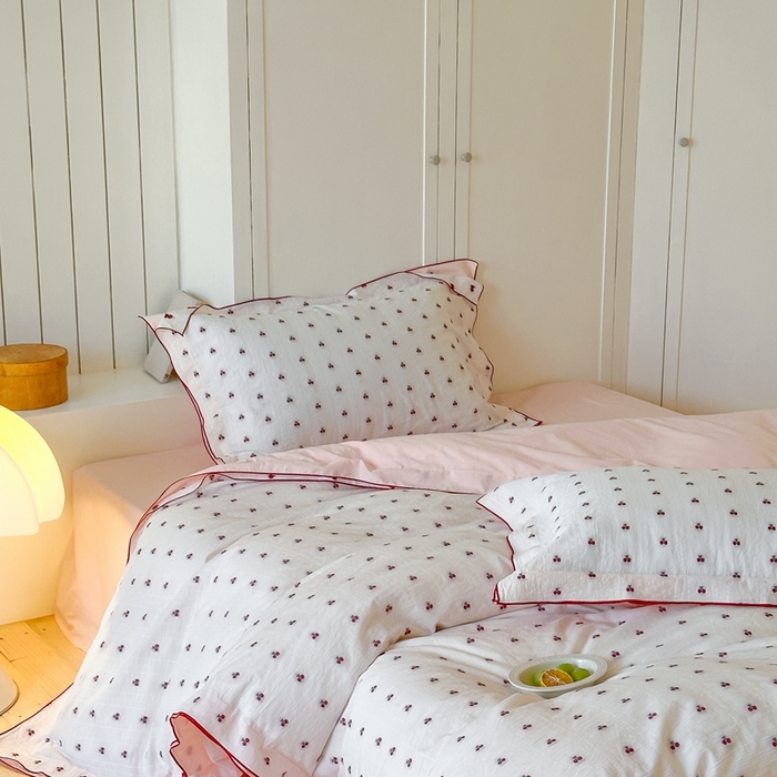 91家纺网 家纺一手货源 找家纺 觅糖家纺 2025新款亲肤舒适水洗棉密拷提花四件套（会员-10元 控价劵后不得低于188/248/268） 樱桃粉