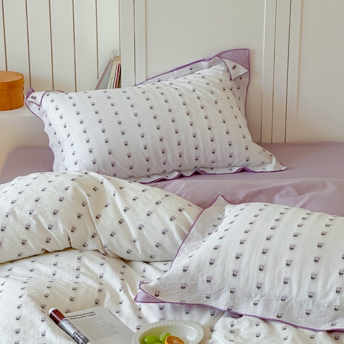 91家纺网 家纺一手货源 找家纺 觅糖家纺 2025新款亲肤舒适水洗棉密拷提花四件套（会员-10元 控价劵后不得低于188/248/268） 郁金香紫