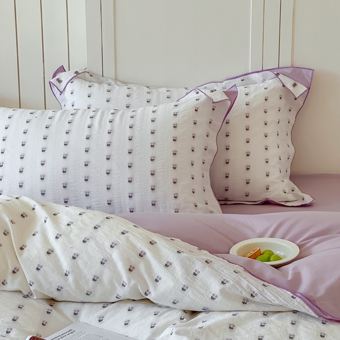 91家纺网 家纺一手货源 找家纺 觅糖家纺 2025新款亲肤舒适水洗棉密拷提花四件套（会员-10元 控价劵后不得低于188/248/268） 郁金香紫